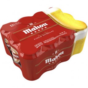MAHOU 5 ESTRELLAS cerveza rubia lata 33 cl pack 12